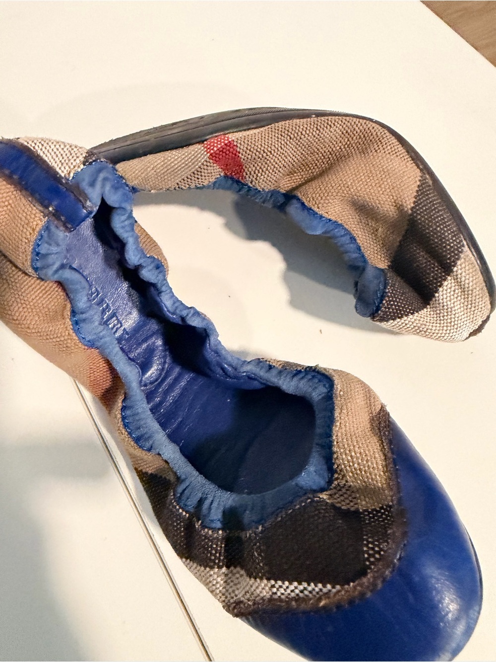 BurberryBallet Flats - Size 38-Blue and Tan - Picture 2 of 6